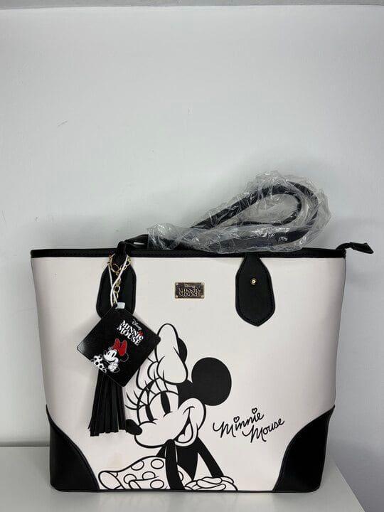 Cartera tote Minnie blanco y negro